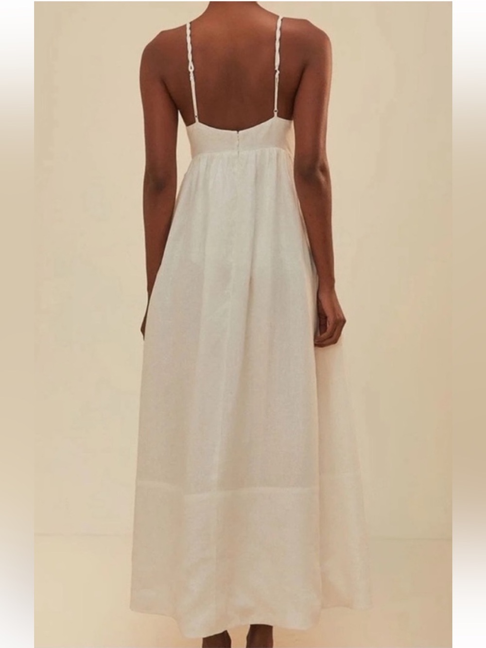 Farm Rio White Coconut Palm Tree Embroidered Linen Maxi Dress NWT Size S Small - Picture 3 of 5